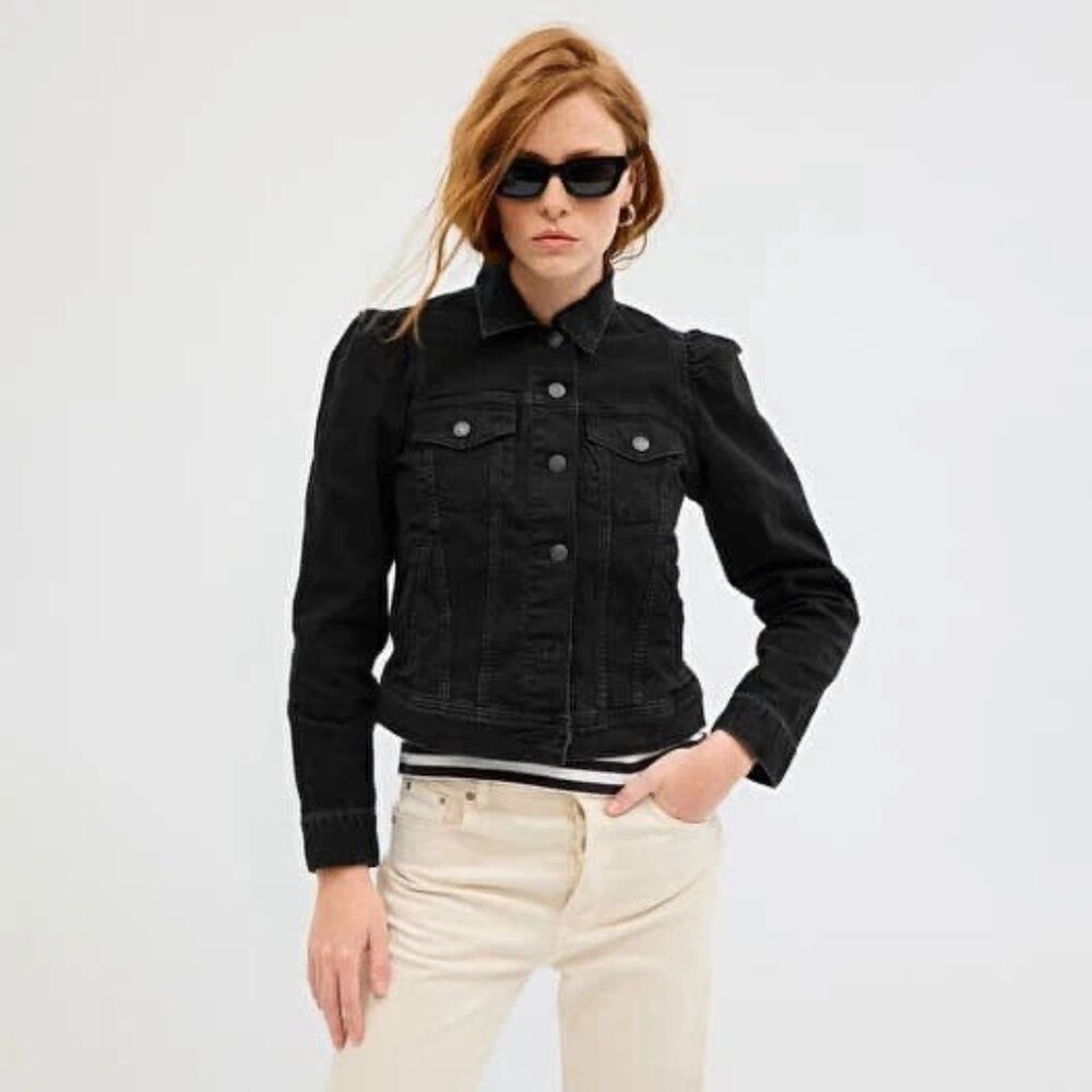GAP | Black Puff Sleeve 90s Style Retro Trendy Punk Casual Denim Jacket | Size S